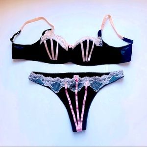 New Agent Provocateur Satin Bra Thong Lingerie Set